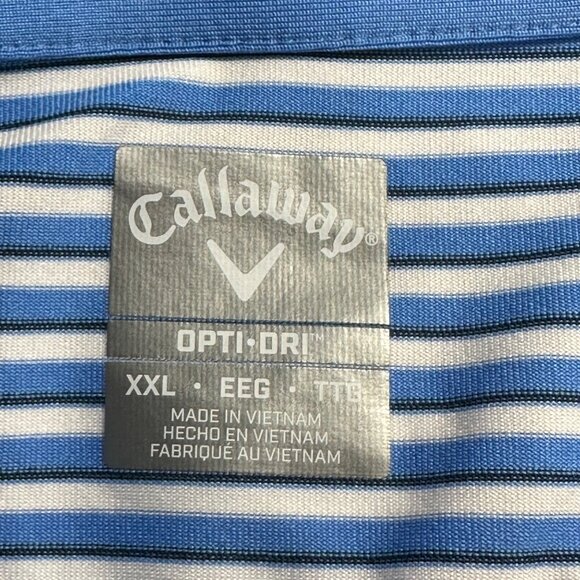 Callaway Mens Blue/White Striped Polo Golf Shirt XXL Opti-Dri - Picture 5 of 11